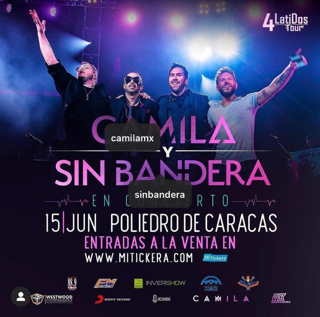 El Poliedro de Caracas se alista para recibir a Sin Bandera y Camila el próximo 15 de junio