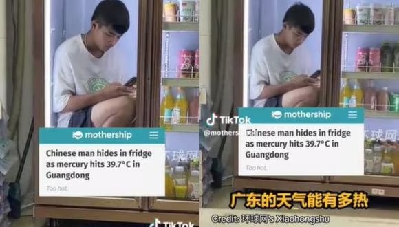 Se hizo viral por meterse en el refrigerador para escapar del terrible calor de China (+ Video)
