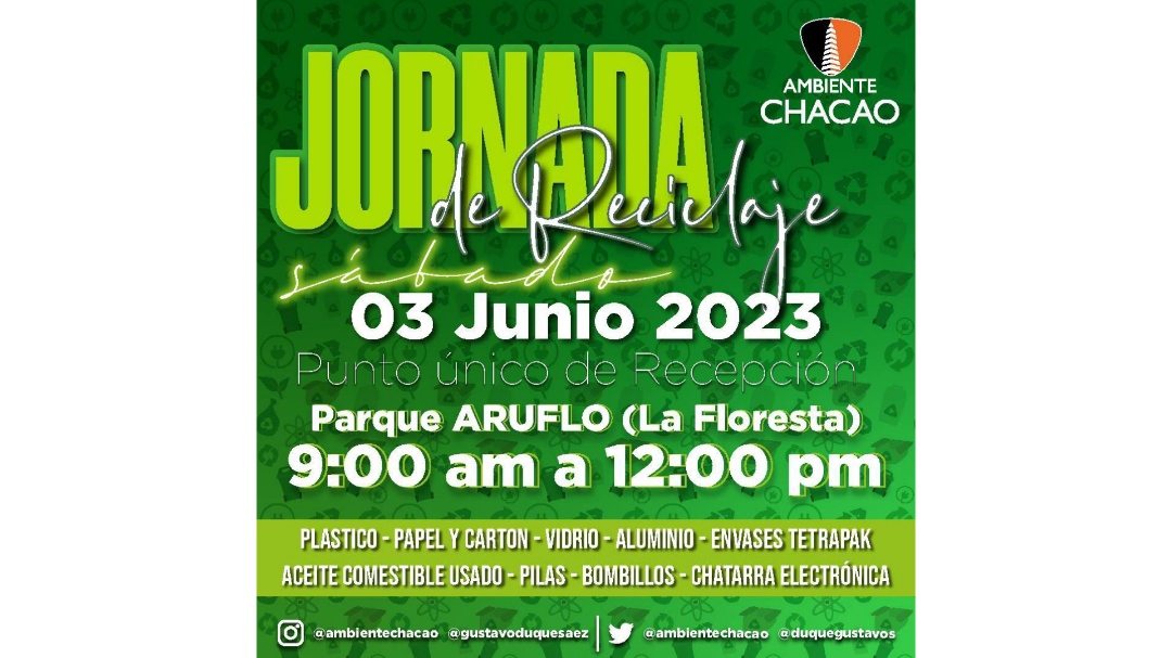 Alcaldía de Chacao invita a la comunidad a participar en la jornada de reciclaje en el Parque Aruflo de La Floresta