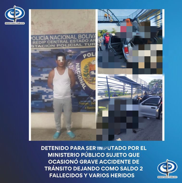 MP imputó a Gabriel Peláez por ocasionar un grave accidente de tránsito en Turmero