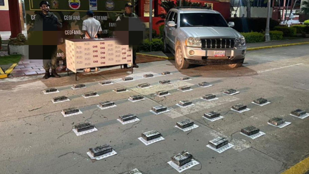 GNB detuvo a un hombre por transportar más de 39 kilos de cocaína