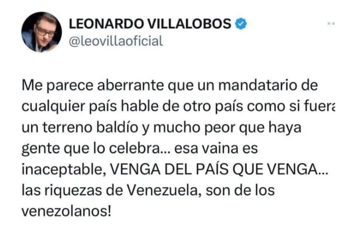 Leonardo Villalobos indignado por comentarios de Trump sobre el petróleo de Venezuela