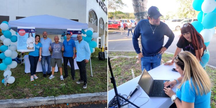 Venezolanos en Florida iniciaron campaña en apoyo a MCM con un «Punto Azul» en Doral