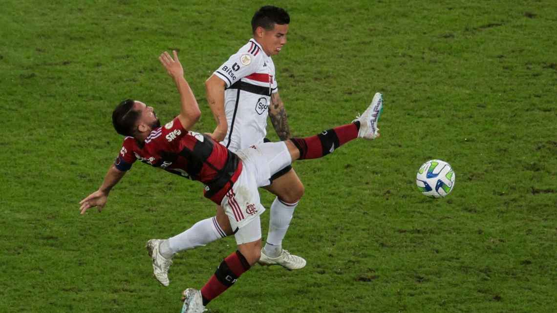 James Rodríguez debutó con Sao Paulo en el Maracaná en el empate ante Flamengo