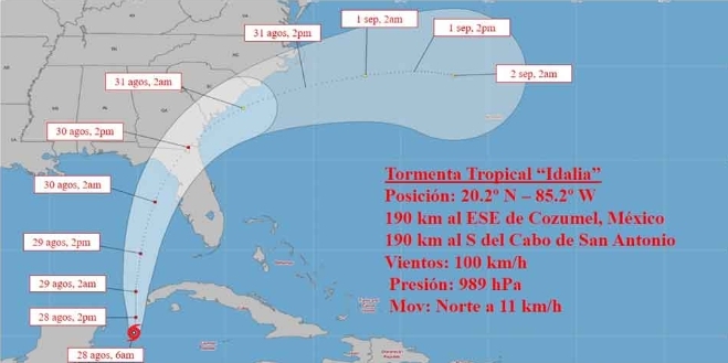 Tormenta Tropical Idalia gana en intensidad