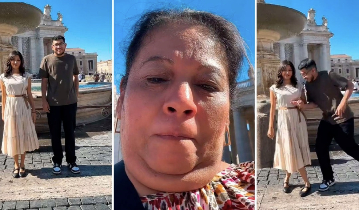 Madre “arruina” romántica propuesta de matrimonio de su hijo en Italia al activar cámara frontal