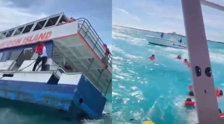 Un turista falleció y dos quedaron heridos tras hundirse el ferry en el que viajaban a la isla Blue Lagoon de las Bahamas (+ Video)