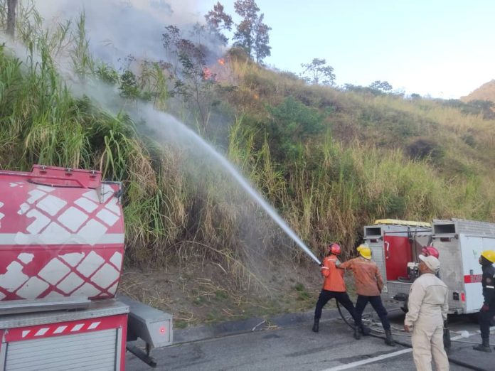 Efectivos combaten incendio en el Waraira Repano