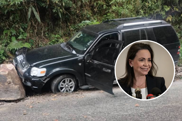 Vehículo donde viajaba María Corina Machado se encunetó por ir a exceso de velocidad