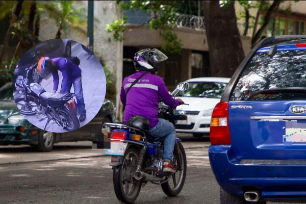 Así se vio hurtando a un motorizado de la empresa “Yummy Rides” en la ciudad de Caracas (+ Video)