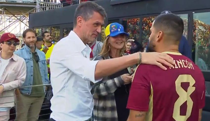 Así fue el emotivo saludo entre la leyenda Paolo Maldini y el capitán de la Vinotinto Tomás Rincón