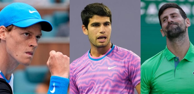 Djokovic, Sinner y Alcaraz continúan en la cima del ATP