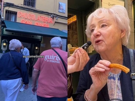 Abuela británica se vuelve viral por su reacción al probar los churros en España