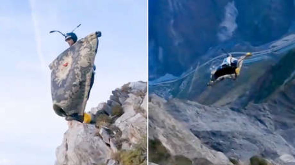 Un vuelo a lo Disney: entusiasta del salto base maneja una ‘alfombra mágica’ (+ Video)