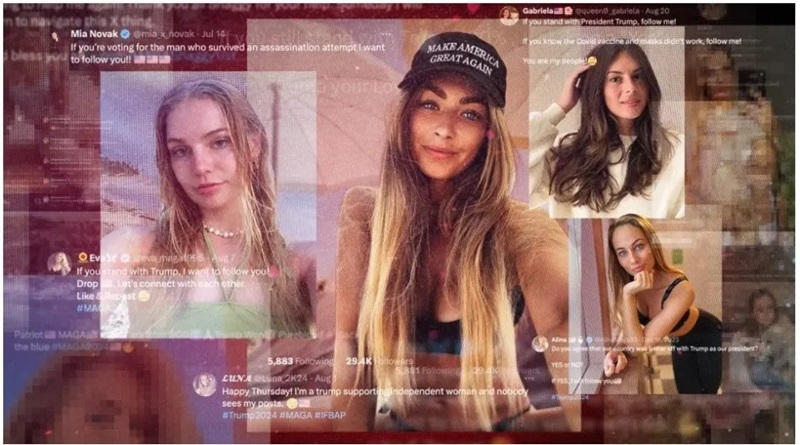 Cuentas en X con fotos robadäs de influenciadoras animan a votar por Trump