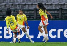 Baldovino brilla con triplete y Colombia toma el liderato del Grupo A en Palogrande