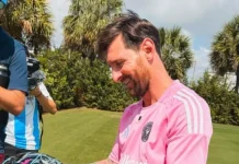 Colapinto regala su casco a Messi con dedicatoria: «Gracias por tantas alegrías»