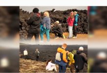Los turistas observan la lava enfriándose en Islandia siendo la última erüpción volcánïca de Reykjanes (+ Detalles)