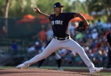 El lanzador venezolano Yoendrys Gómez ganó en su primera apertura en MLB contra los Tigres de Detroit
