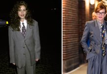 La aclamada actriz Julia Roberts deslumbra en el The Late Show con un traje masculino inspirado en el estilismo que usó para ganar su primer Golden Globe (+ Foto)