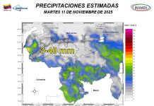 Inameh pronostica lluvias y chubascos intensos para la tarde de este martes 11 de noviembre