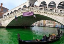 Venecia vetó a Greta Thunberg por teñir de verde el gran canal de la ciudad por protesta climática (+ Video)