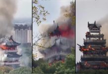 Patrimonio milenario en cênizas: Incêndio acabó con la estructura en el pabellón Wenchang en China (+ Detalles)