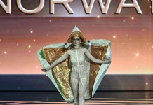 Miss Noruega causó furor en redes sociales con su traje de salmón en la fase semifinal del Miss Universo (+ Video)