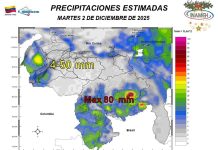 Lluvias matutinas con fuerte vientos pronostica el Inameh en gran parte del país para este 2 de diciembre
