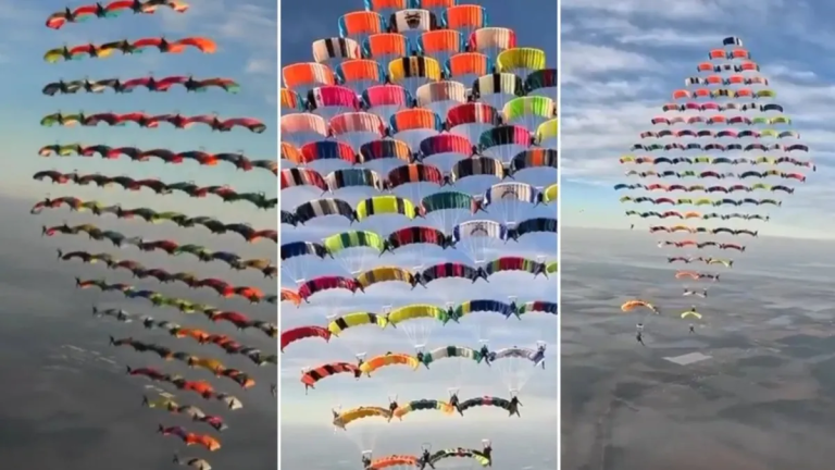 104 Paracaidistas de 20 países establecieron récord mundial con la mayor formación aérea registrada (+ Video)