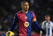Raphael Dias Belloli «Raphinha» impulsa al Barcelona con un doblete para vencer a Osasuna y afianzar el liderato