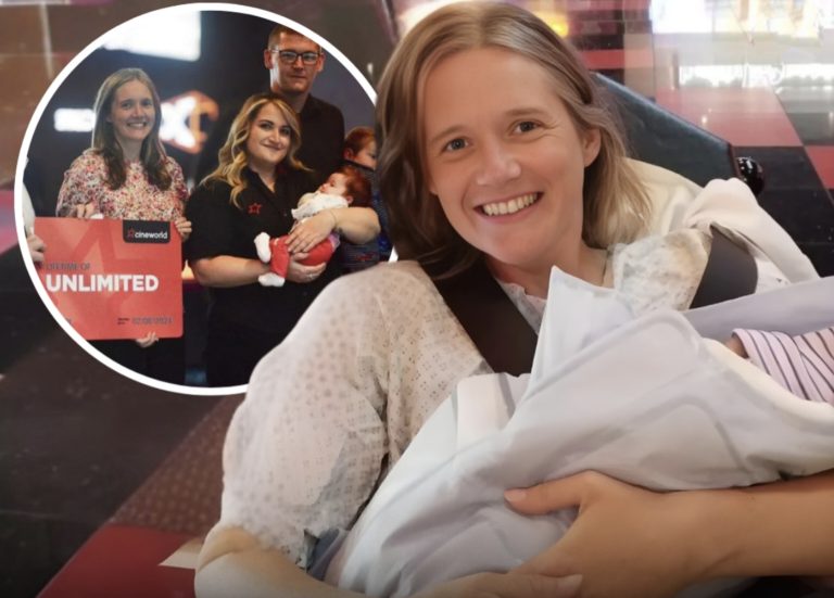 Una madre dio a luz en plena sala de cine y su hija podrá ver películas gratis de por vida (+ Foto)