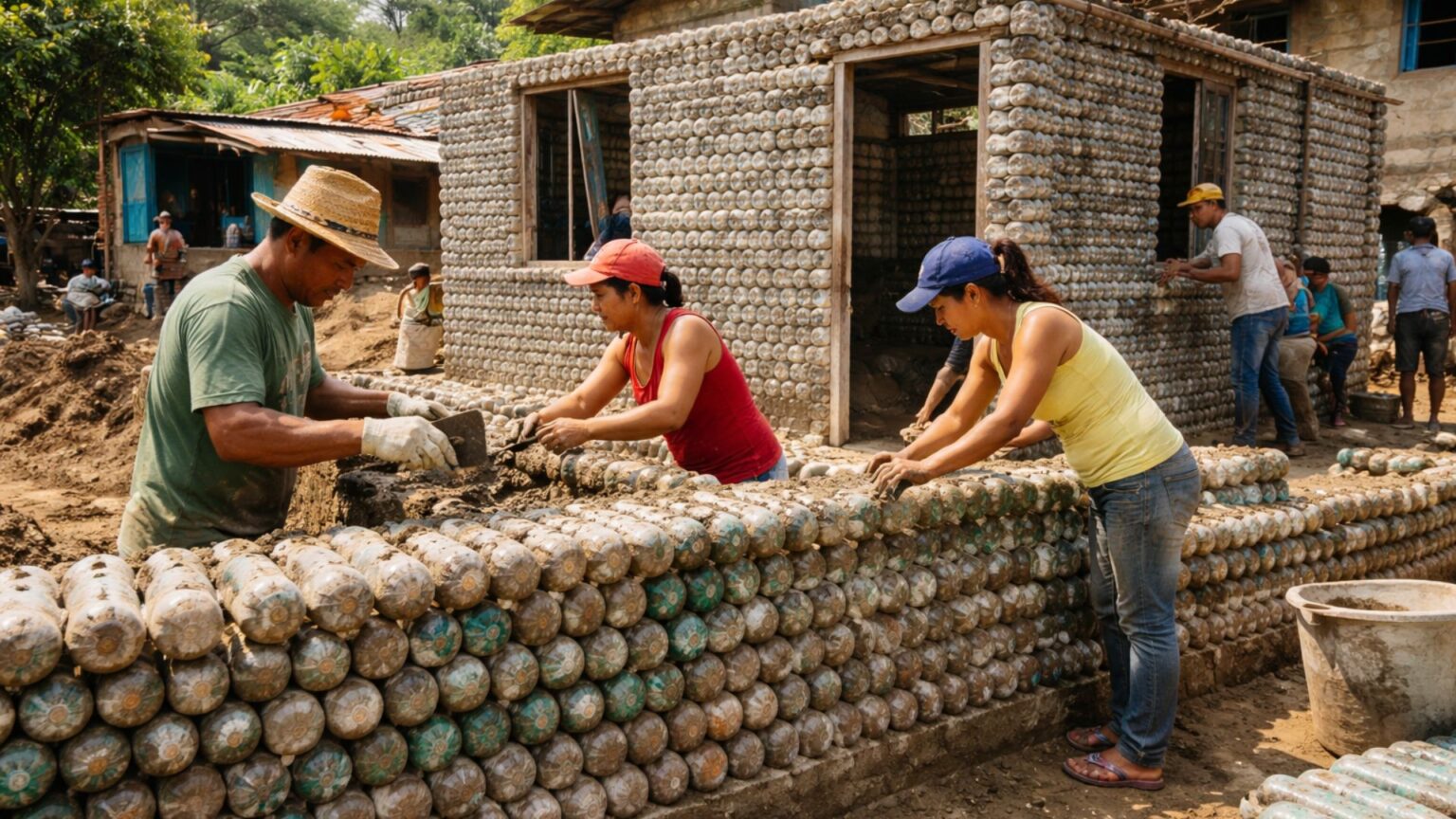 Casas con botellas de plástico: Ingeniero reduce costos de construcción hasta en un 40% reutiliza toneladas de residuos (+ Fotos)
