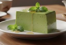 Gelatina de té verde con yogur griego para un desayuno rico en probióticos y antioxidantes: una textura cremosa y sabor herbal para tu sistema digestivo