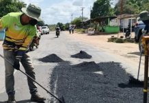 Avanza Plan de Bacheo en Santa María de la troncal 10 estado Bolívar: Ministerio de Transporte optimiza la construcción de ciudades más humanas