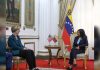 Presidenta encargada elcy Rodríguez recibe en Miraflores a la Encargada de Negocios de EE. UU., Laura Dogu, en un encuentro diplomático