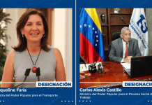 Jacqueline Faría y Carlos Alexis Castillo asumen las carteras de Transporte y Proceso social de Trabajo (+ Detalles)