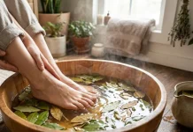 Baño de pies con laurel y agua tibia: el remedio casero que muchos usan para relajarse y aliviar el cansancio