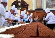 Londres rompe récord Guinness con tiramisú gigante de más de 440 metros elaborado por cien chefs italianos