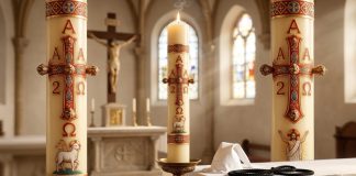 El cirio pascual: símbolo de luz y esperanza que representa la victoria de Cristo sobre la muerte en la tradición cristiana