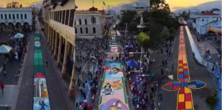 San Salvador hace historia con la confección de la alfombra de sal más grande de Centroamérica (+ Video)