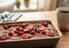 Avena horneada con cacao y frutos rojos: un desayuno nutritivo y lleno de sabor que se puede comer tibio o frío
