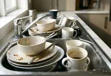 Dejar platos sucios tras cocinar puede revelar ęstrés, saturación mental o hábitos de organización según la psicología del comportamiento moderno