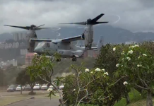 Simulacro en Valle Arriba: Aviones Osprey completan desembarco con personal militär en la sede diplomática estadounidense en Caracas (+ Videos)