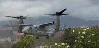 Simulacro en Valle Arriba: Aviones Osprey completan desembarco con personal militär en la sede diplomática estadounidense en Caracas (+ Videos)