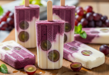 Paletas heladas de uva y yogur griego: una alternativa cremosa y frutal que combina frescura, textura suave y refrescante para el calor