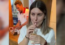 Divertido chøque cultural: Italiana probó por primera vez la chicha venezolana y se enteró que se hace con pasta (+ Video)