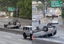 Aparatoso volc@miento en la autopista Prados del Este moviliza a los cuerpos de seguridad de Santa Fe este domingo 14-jun (+ Detalles)
