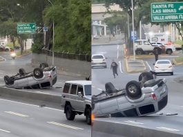 Aparatoso volc@miento en la autopista Prados del Este moviliza a los cuerpos de seguridad de Santa Fe este domingo 14-jun (+ Detalles)