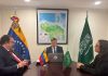 Venezuela y Arabia Saudita evalúan profundizar la cooperación y ampliar el intercambio comercial